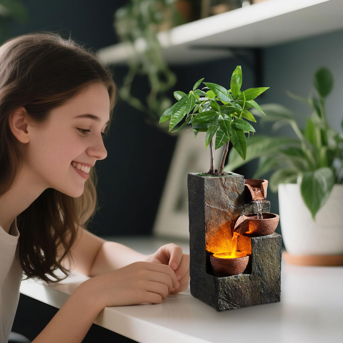 Tabletop Water Fountain (Dark Grey)