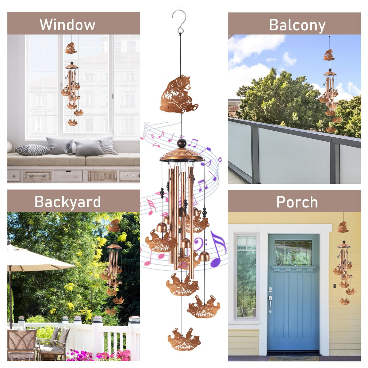 Bear Wind Chimes for Outside (Bear)