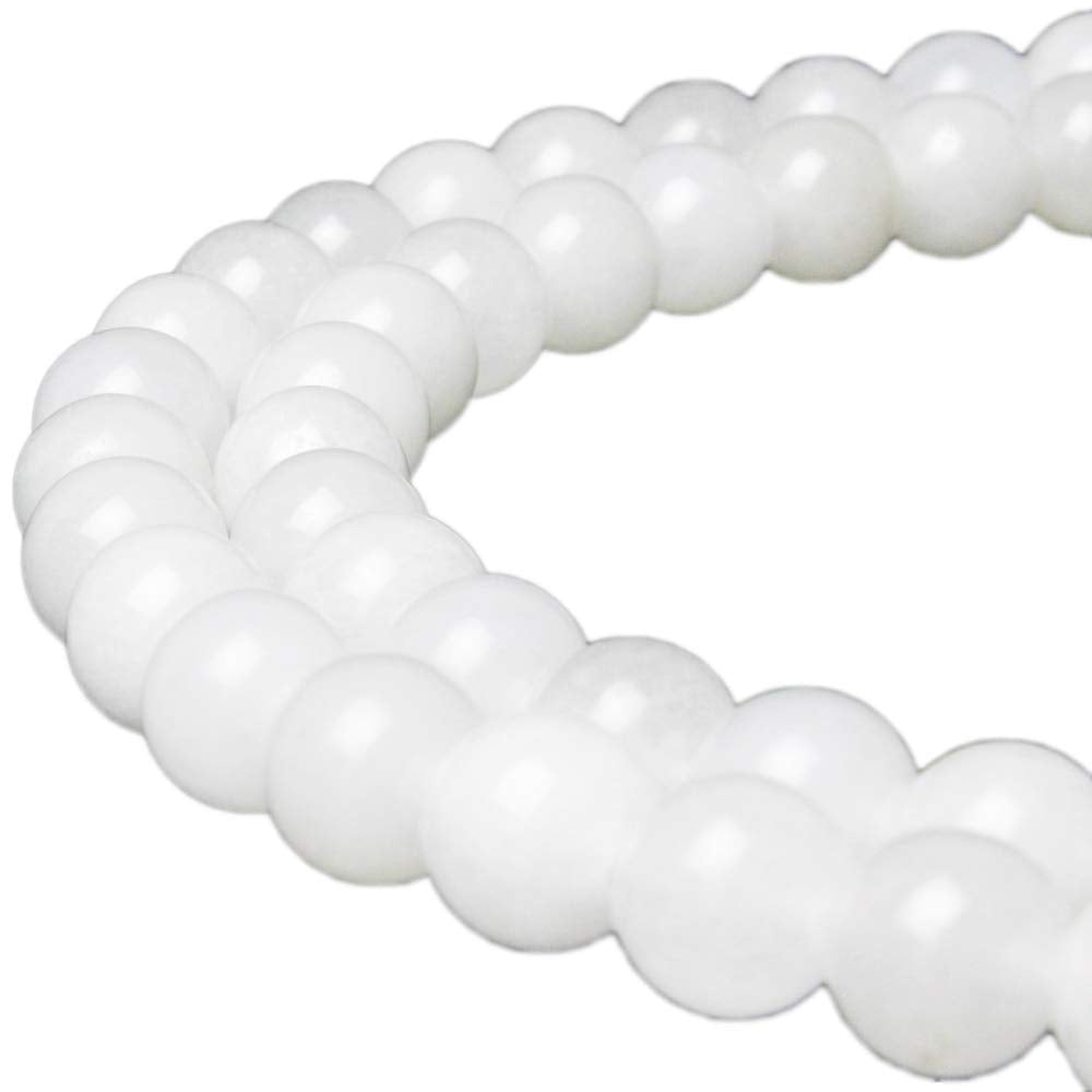 Beads for Energy Bracelets Yoga Bracelet DIY Bracelet Natural Stone Beads White Jade 32 Pieces (White Jade / 12mm)