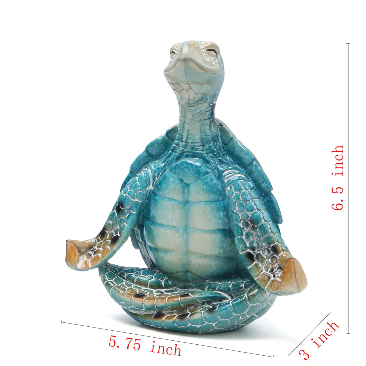 Yoga Turtle Figurine Decoration Meditation Sea Turtle Sculpture for Coastal Ocean Home Decor Relaxing Zen Gift for Office Living Room (Blue)