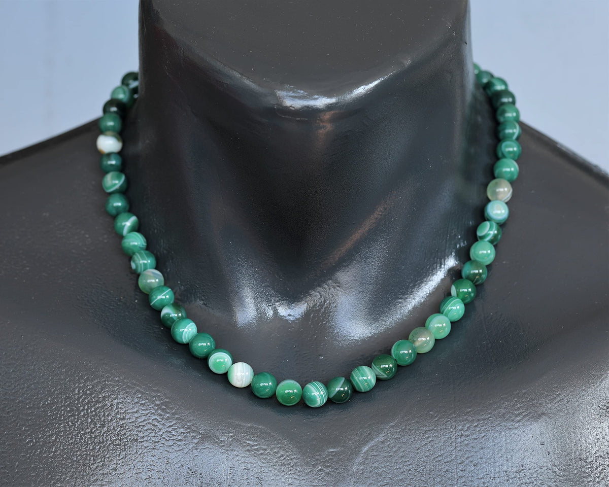 Natural Green Agate Beaded Choker Necklace (Green Agate / 32 Inches)