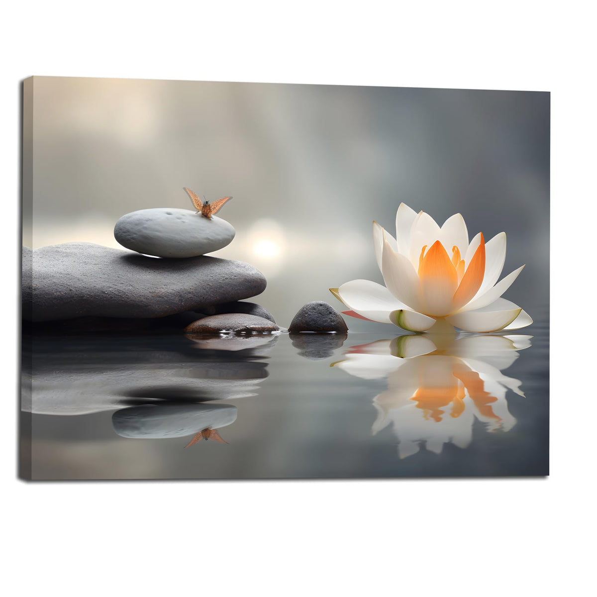 Lotus Zen Canvas Print Wall Art Modern Artwork Wall Decor (16"L x 24"W / ZEN-2)