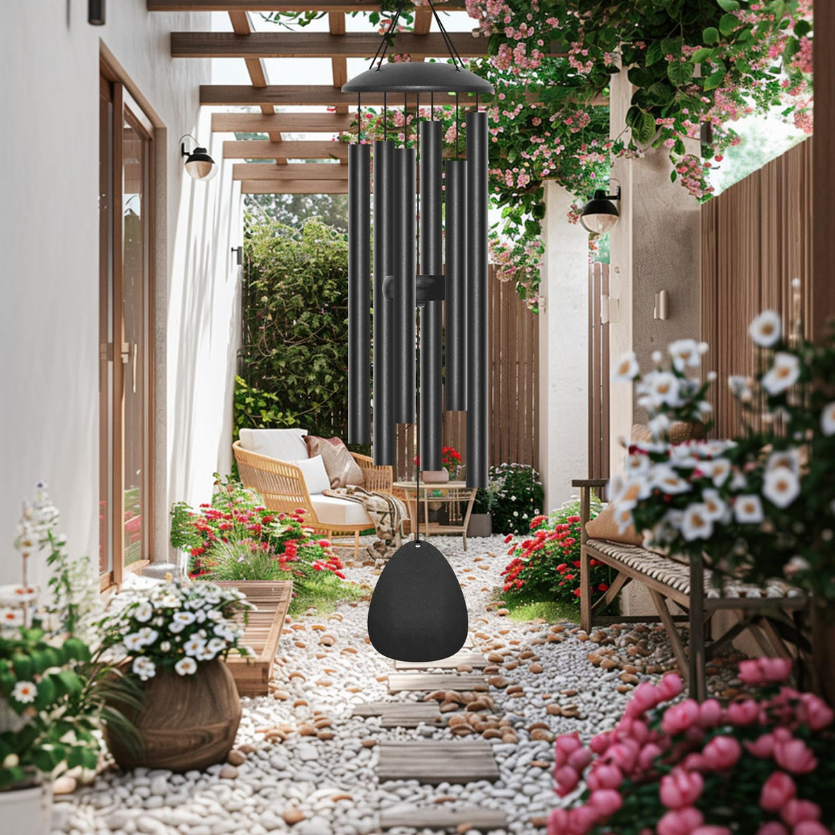 28" Metal Outdoor Wind Chimes with Waterdrop (Waterdrop-shape / 28“)
