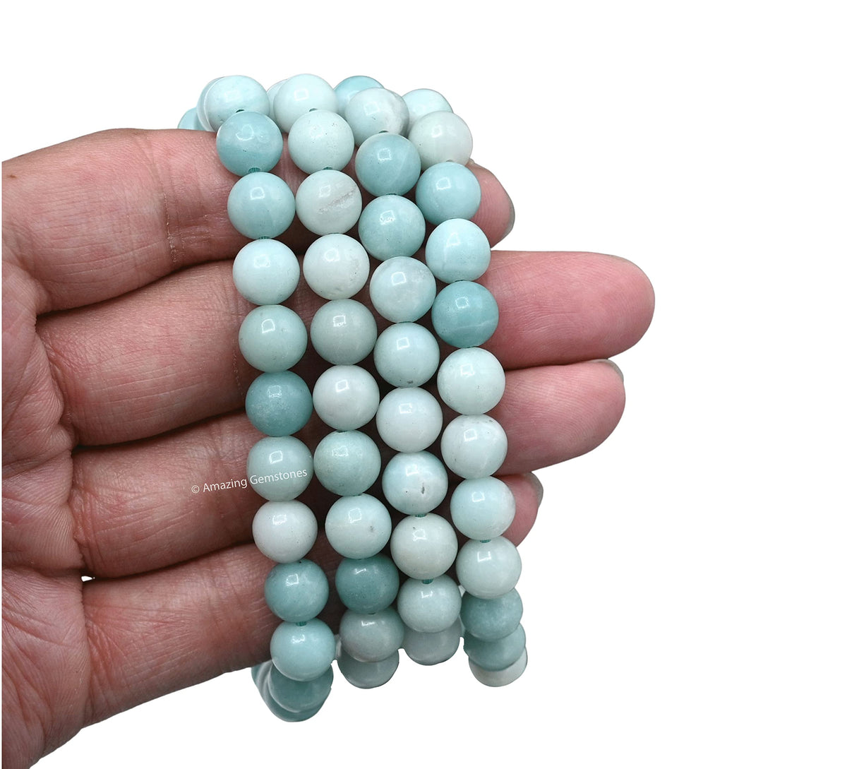 Amazonite Buddhist Prayer Beads Japa Mala with 108 Meditation Beads (Without Knots / Amazonite)