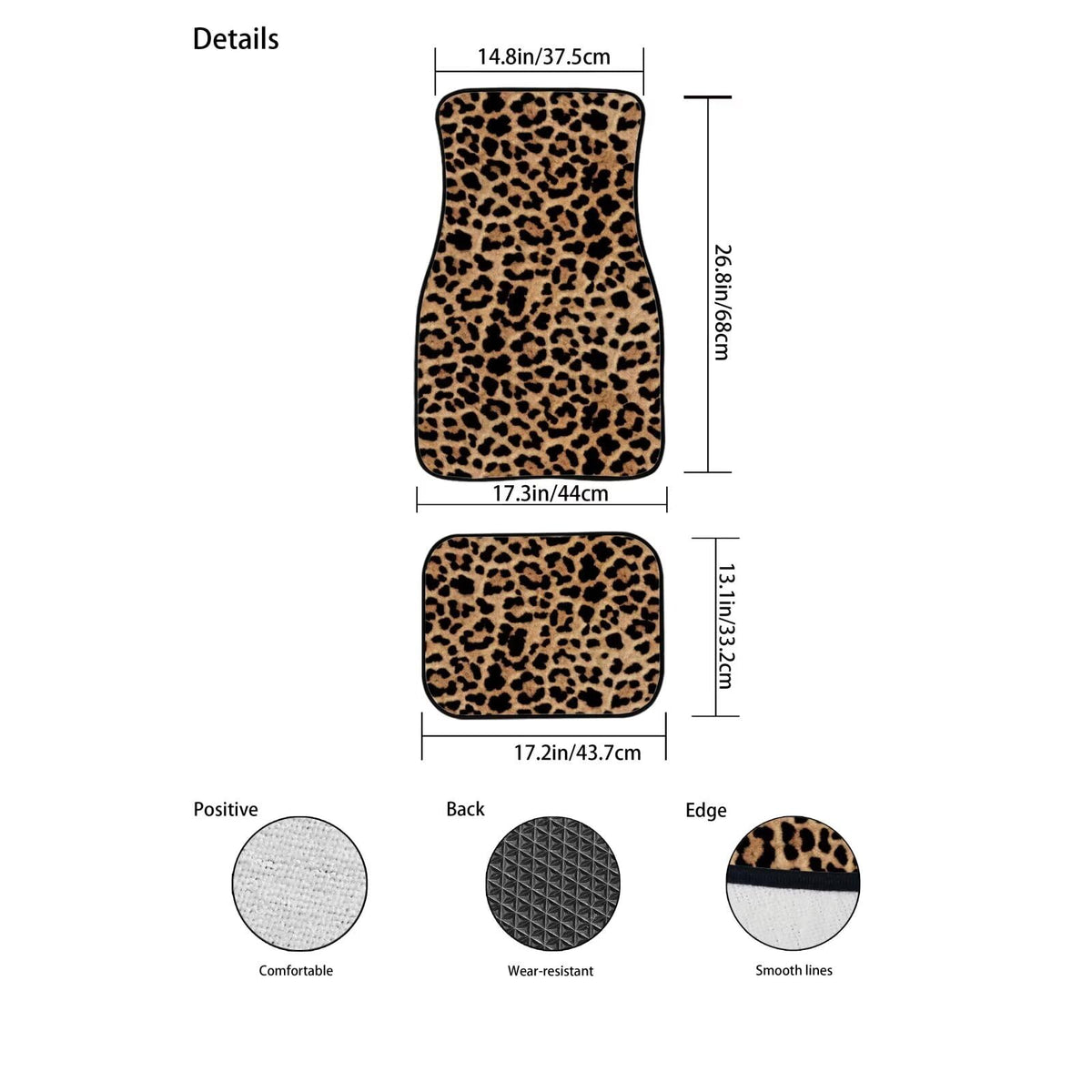 Leopard Print Car Floor Mats Full Set Gold Cheetah Automotive Floor Mats Front Non Slip Cars Rugs Carpet Mat Full Set Automotive Interior Accessories 4 Piece (Gold Leopard Print)