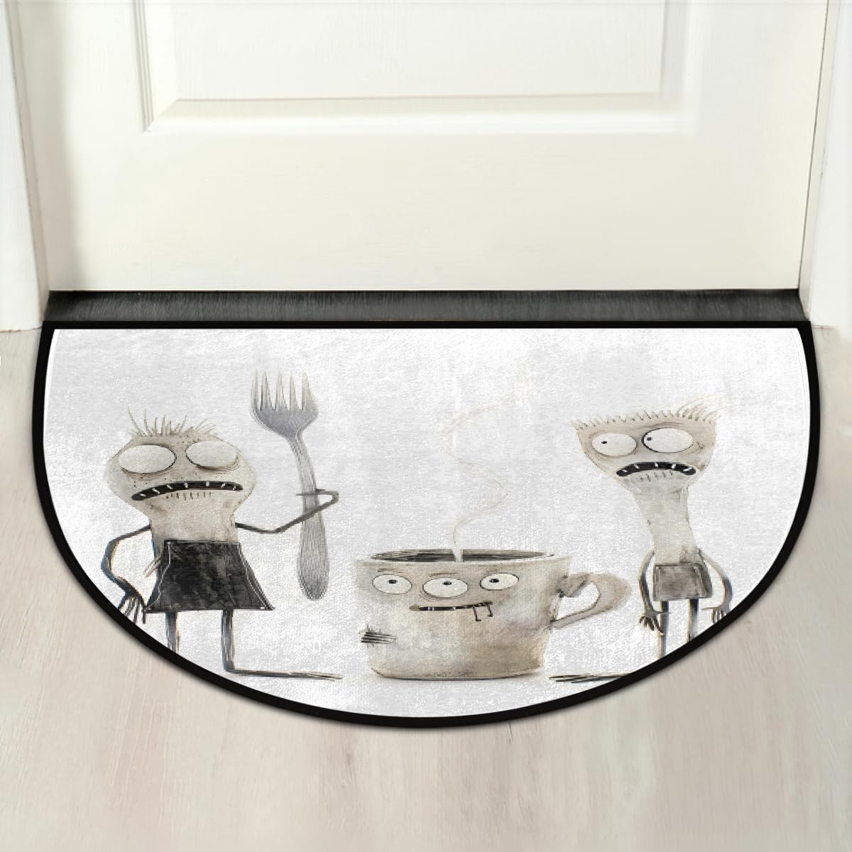 Cartoon Half Round Rug Half Moon Door Mat Half Circle Rugs (Y:color 1)