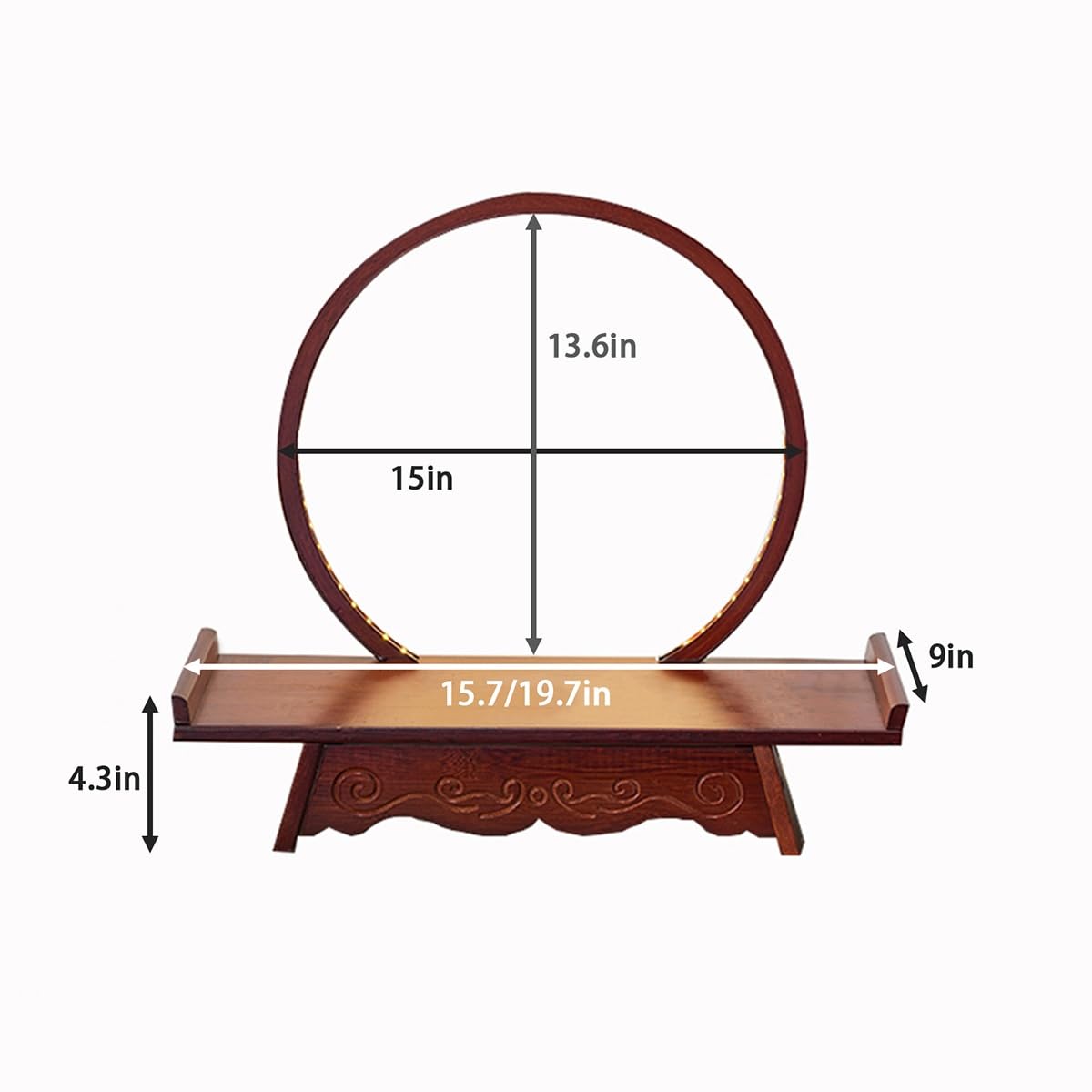 Prayer Altar Chinese Meditation Table (19.7x9x4.3in / Rosewood Color)