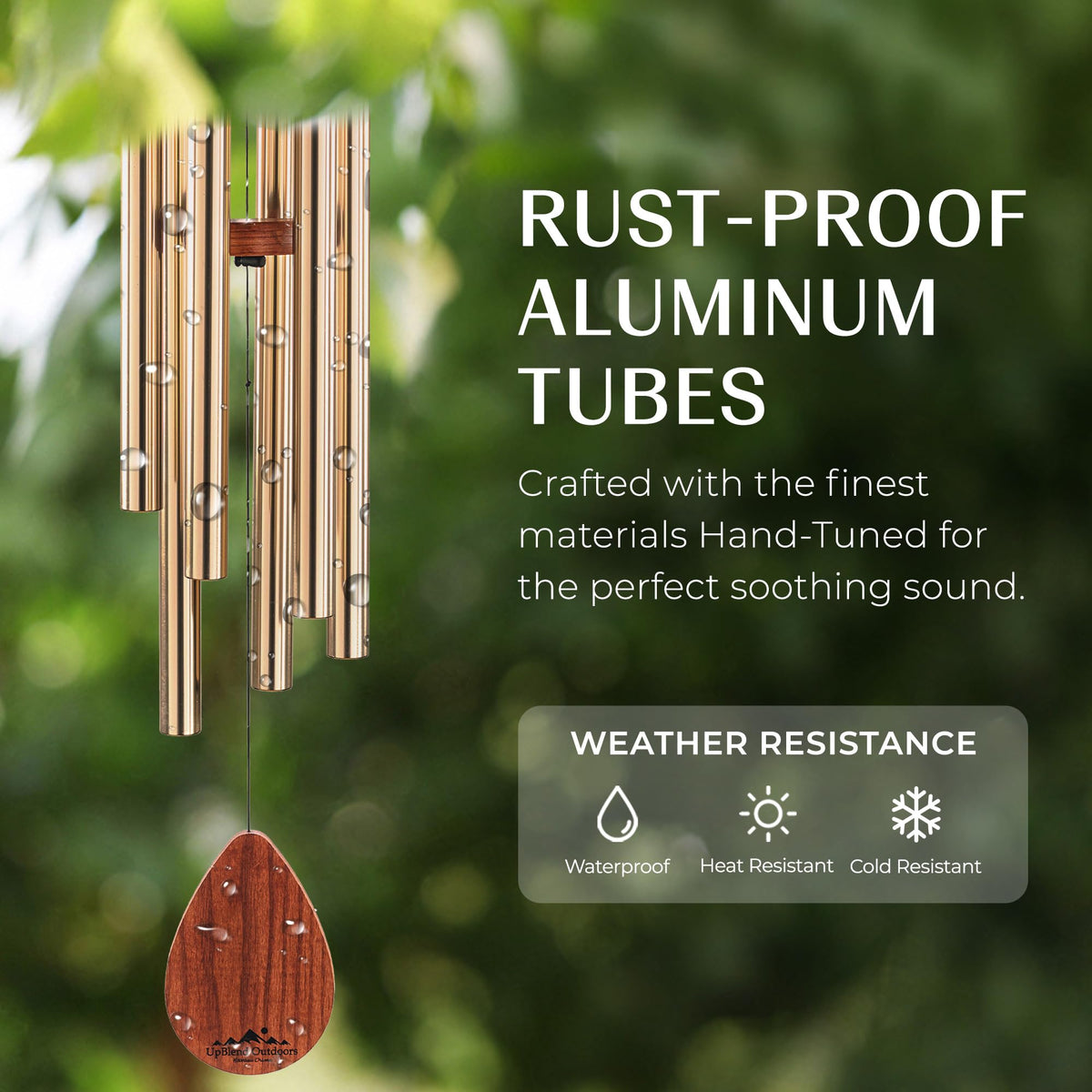 UpBlend 38" Bronze Aluminum Wind Chimes for Outside (Bronze / 38")