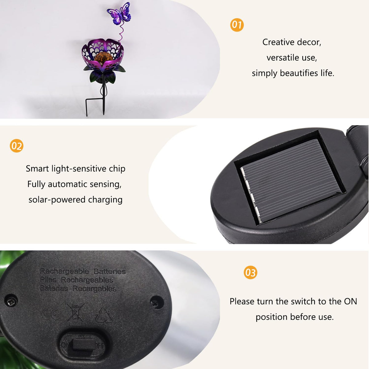 Solar Lights Outdoor Garden Decor (Purple)