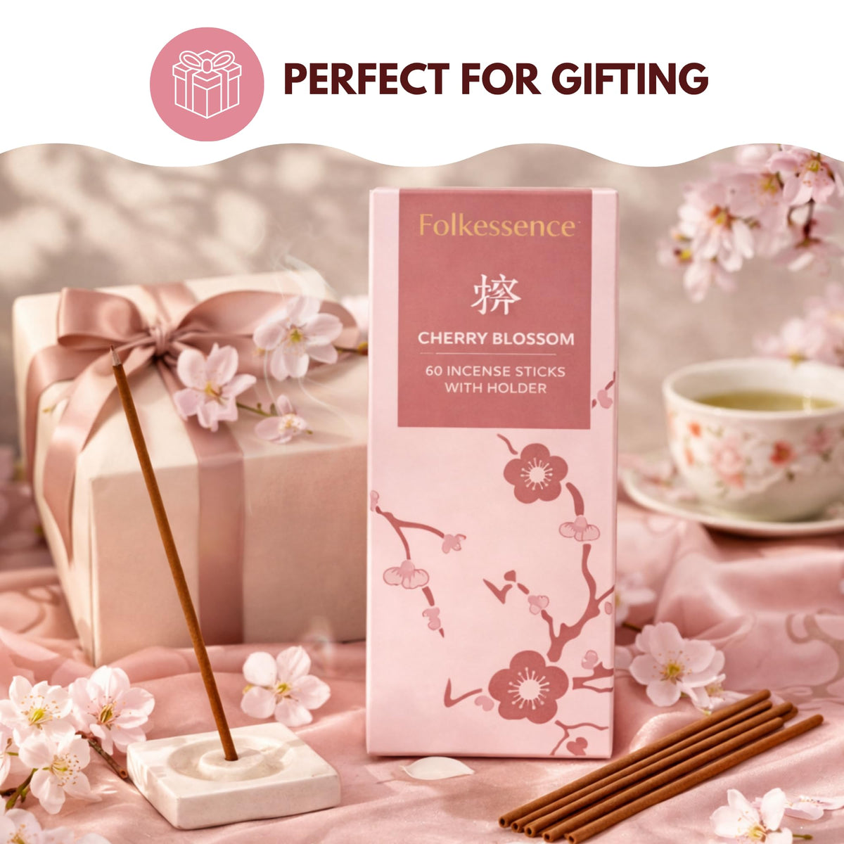 Japanese Incense Sticks with Holder (Pack of 60)