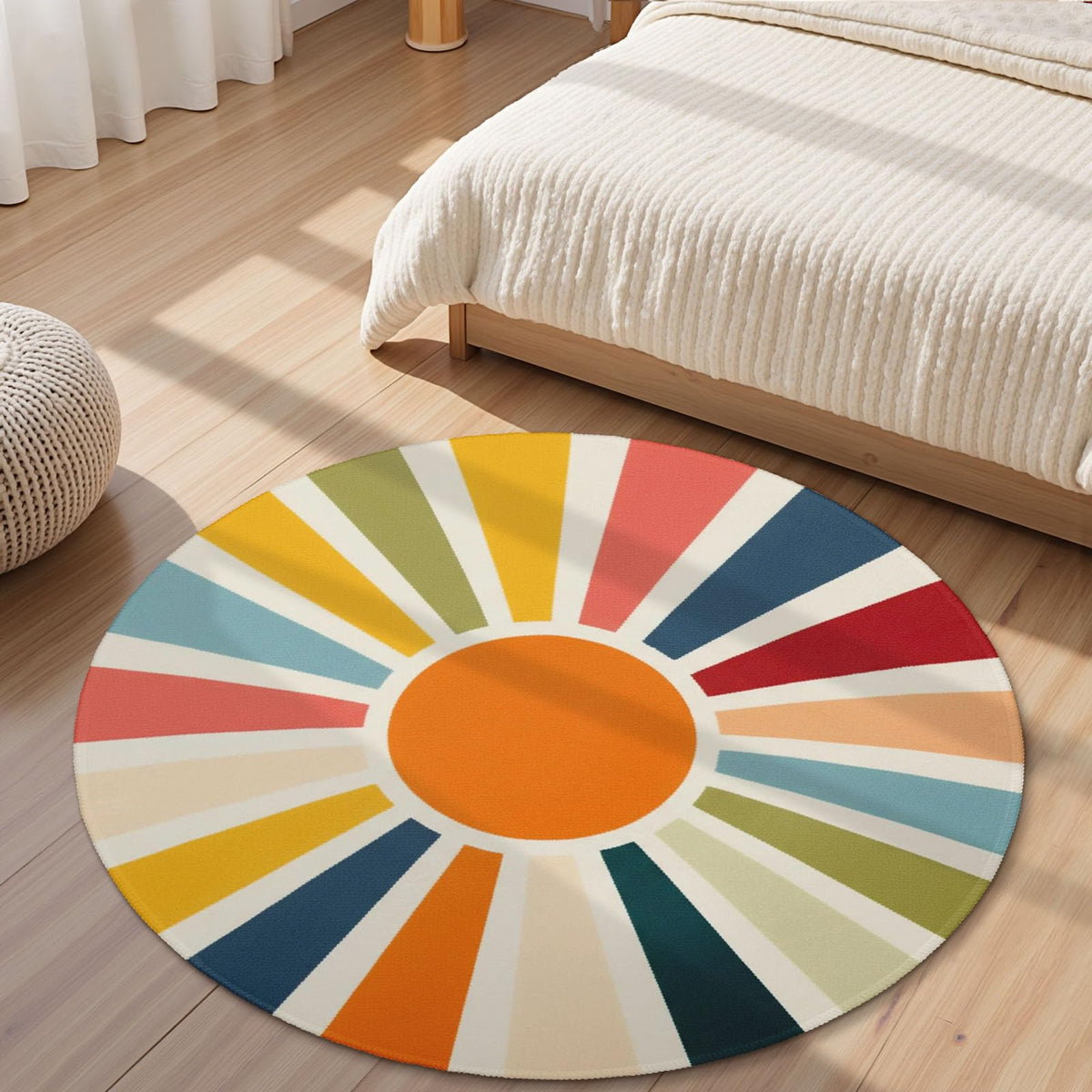 Boho Sun Round Area Rug 4ft (Daily-rainbow / 4' (Round))
