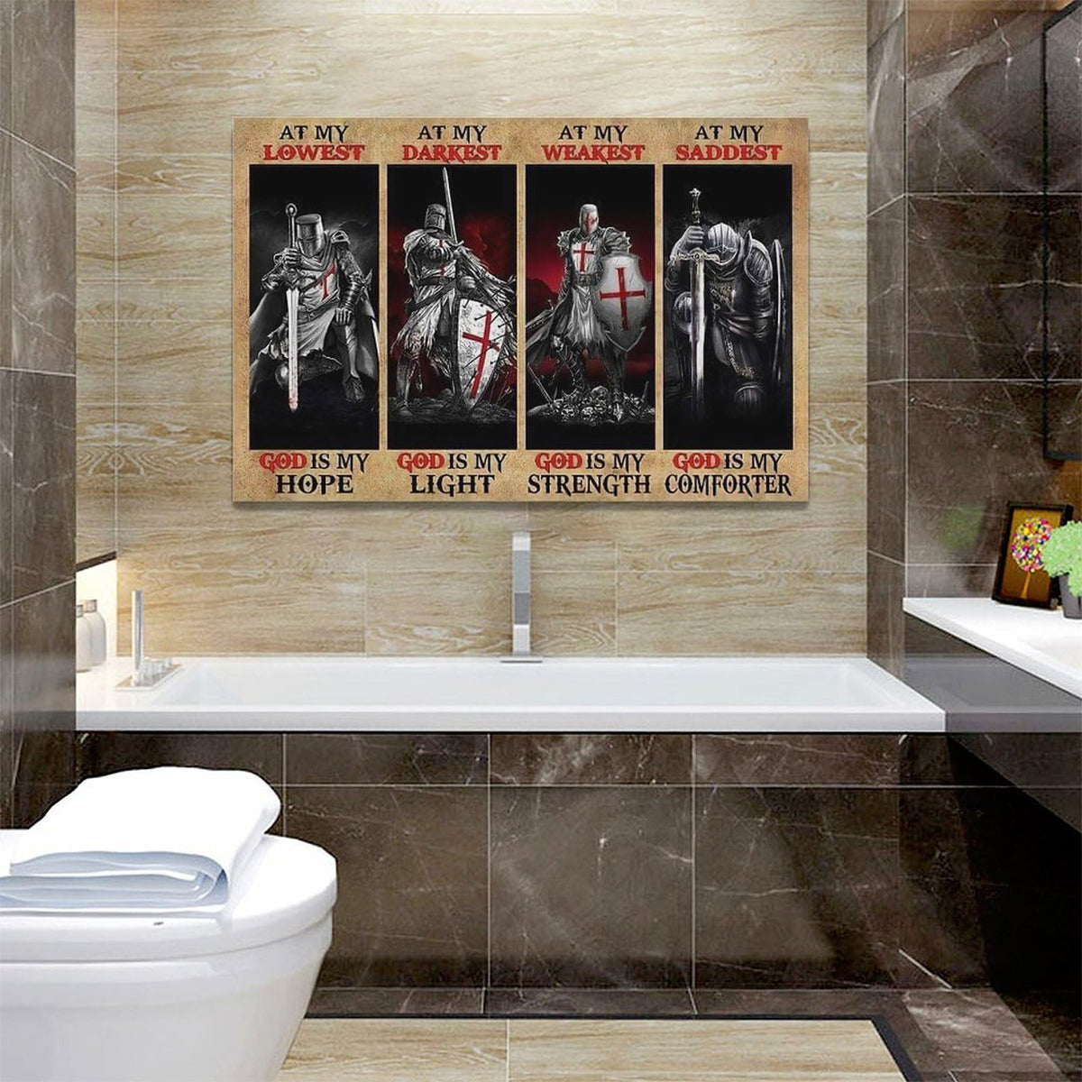 Armor of God Wall Art Warrior Knight Pictures Wall Decor Christian Warrior Canvas Prints Inspirational Quotes Painting Modern Artwork Home Decoration for Bedroom Living Room Office 24"x16" (Warrior / 24"L x 16"W)