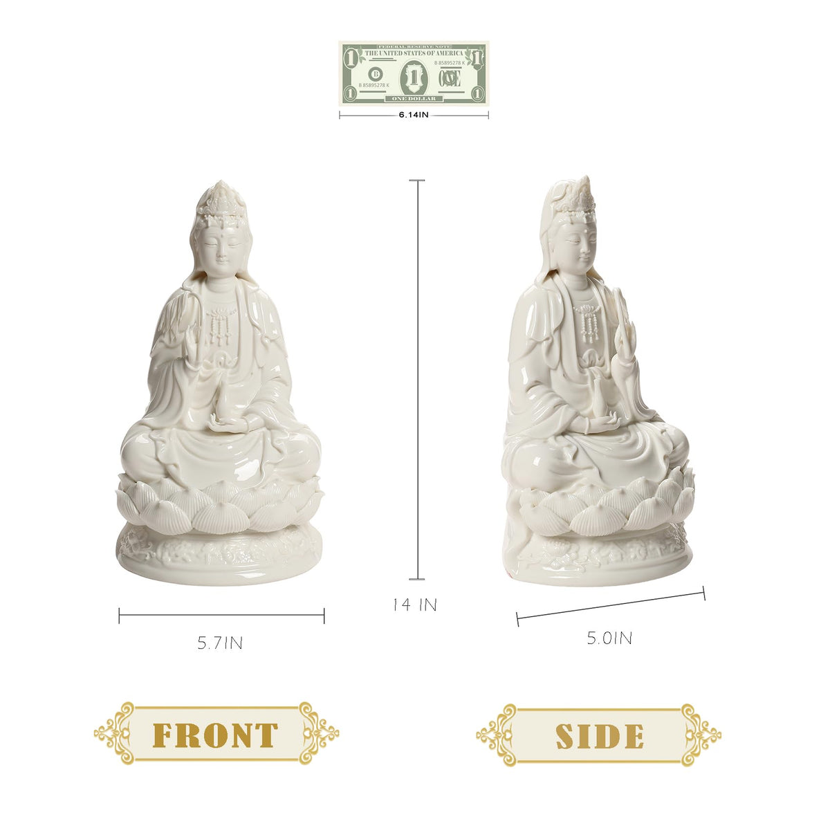 Porcelain Guan Yin Statue (White / Large)