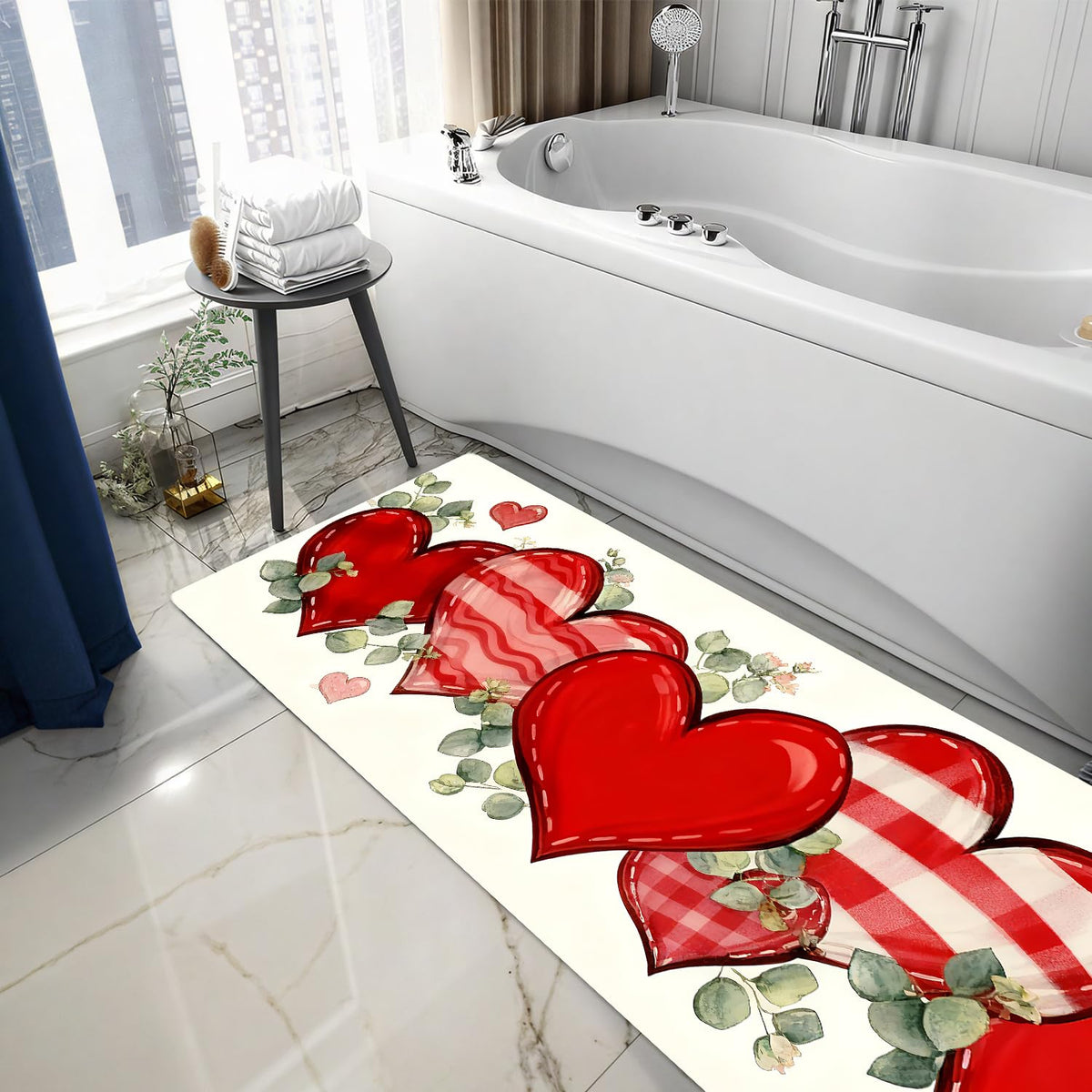 Red Heart Laundry Room Rug 20x47 Inch (#60)