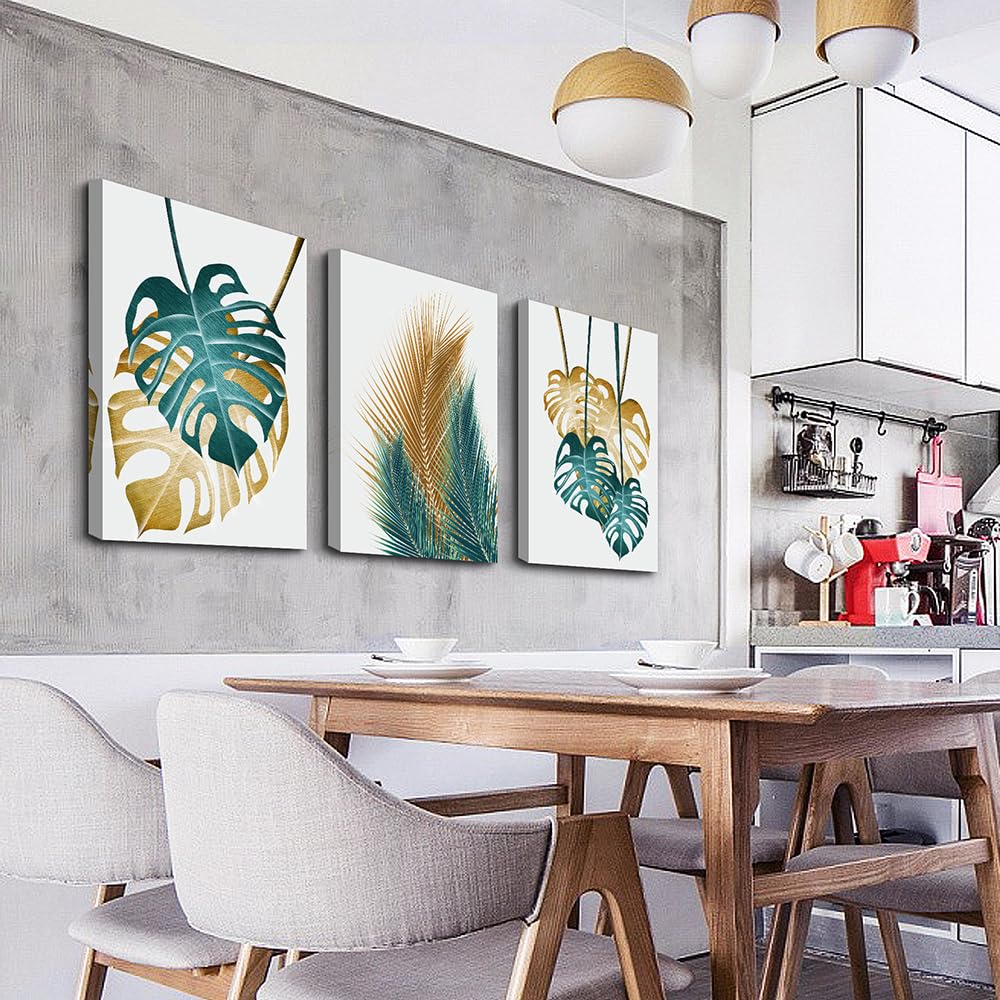 Large Framed Wall Art For Living Room Abstract Wall Decoration Art For Bedroom Kitchen Decor Leaves Wall Painting Modern Wall Pictures Artwork Office Canvas Prints Dining Room Home Decor (20x28inches*3pcs / Abstract Leaves Paintings)