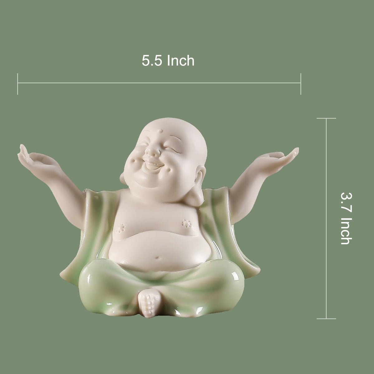 Small Green Laughing Buddha Statue for Home Decor (Green)
