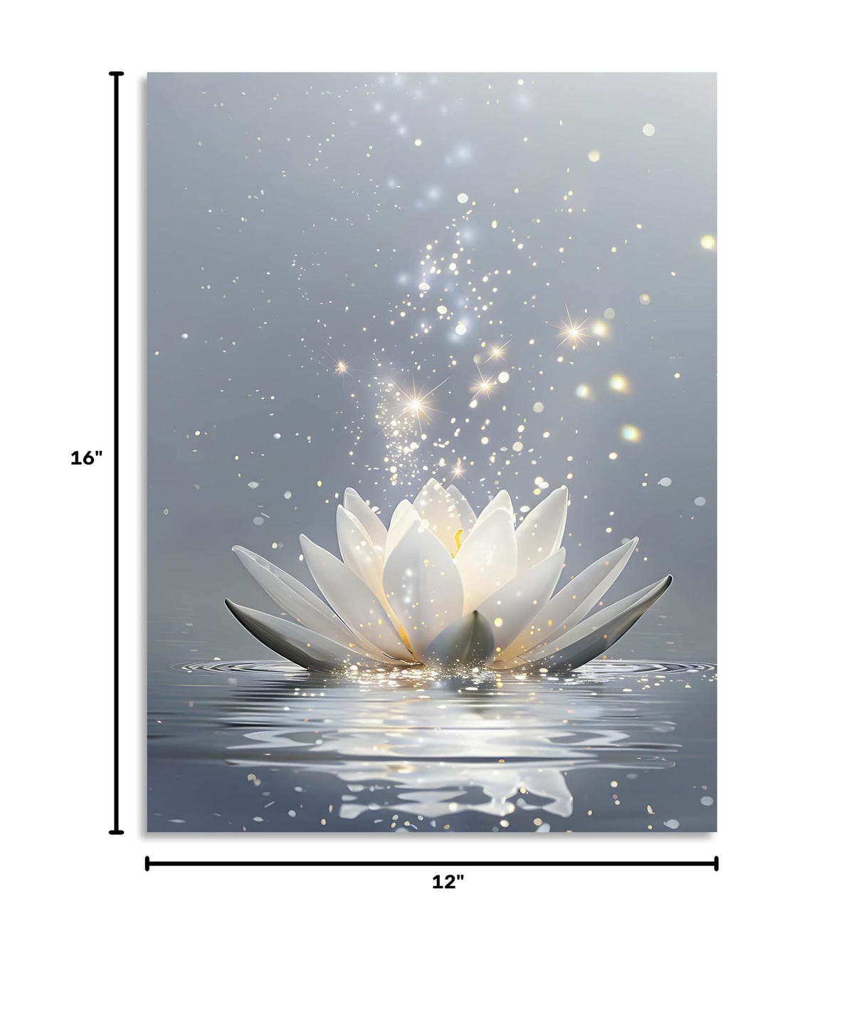 Zen Canvas Wall Art Lotus Flower Wall Art Lotus Flower in Water Painting Lotus Zen Prints for Yoga Spa Meditation Spiritual Room Wall Decor Framed 12X16 inch (16"L x 12"W / Lotus Flower)