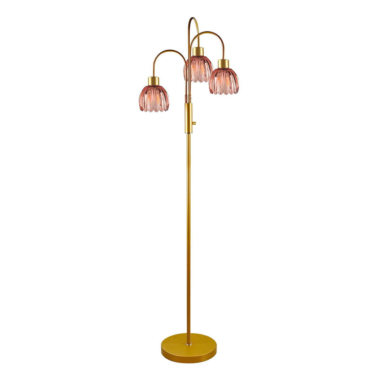 Red Lotus Glass Floor Lamp 3 (Deep Red Lotus-Gold)