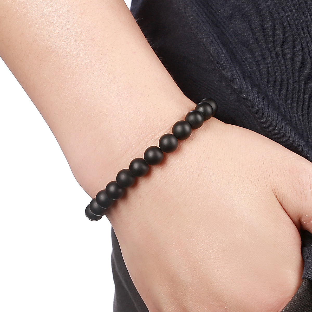 Men Women 8mm Natural Stone Lava Rock Diffuser Bracelet (Matte Agate)