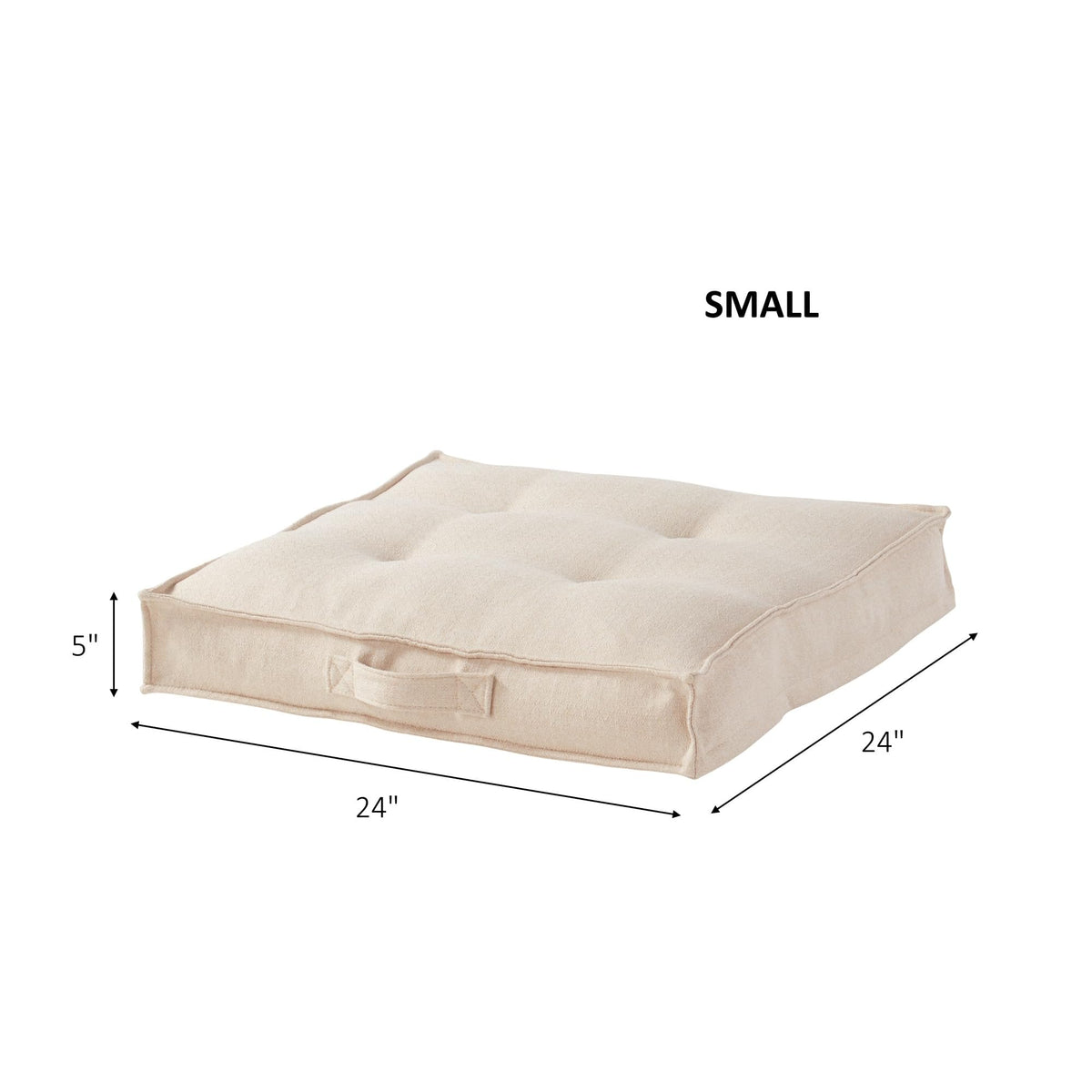 Square Tufted Floor Pillow with Removable Cover (Cream / Small (24"))