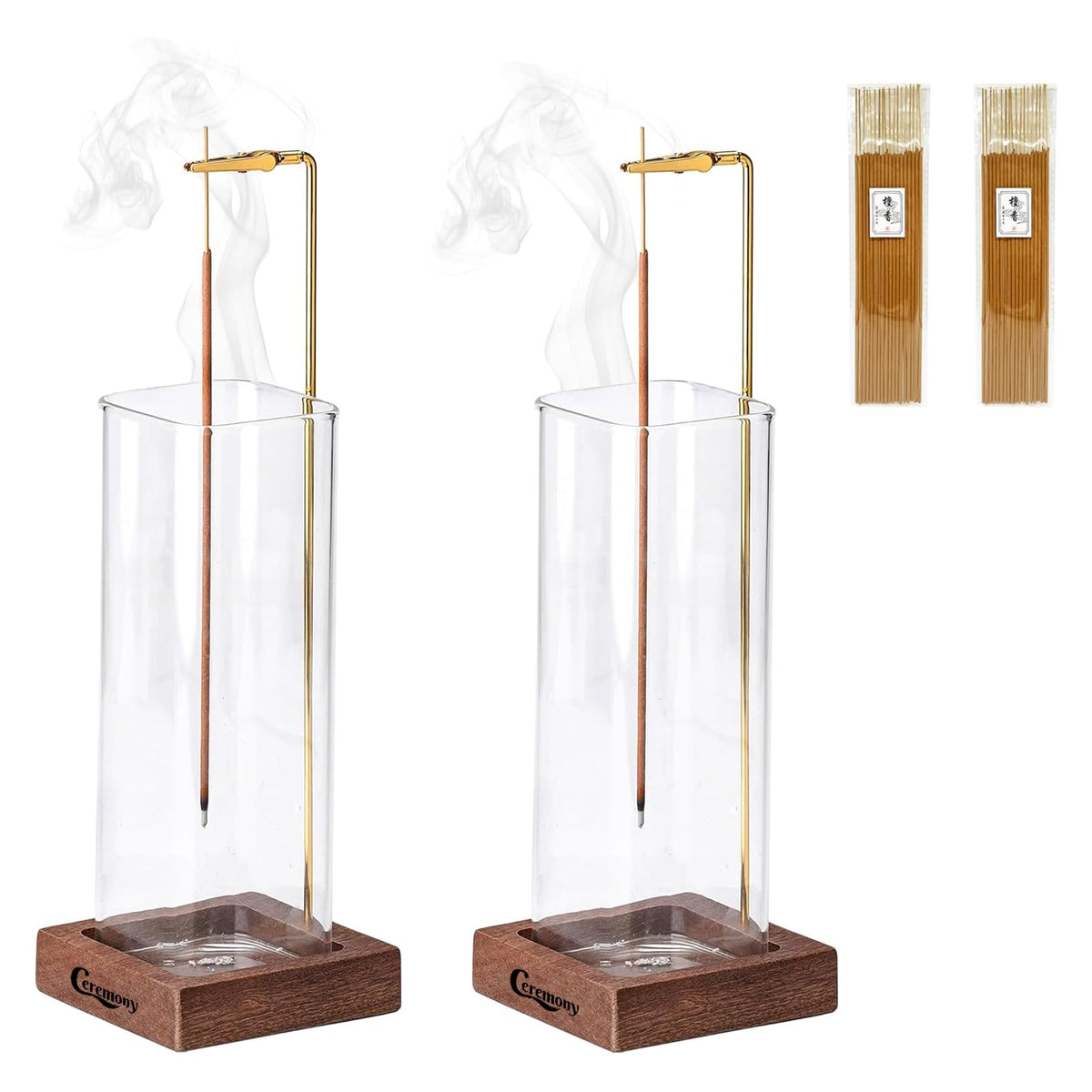 Incense Holder (Wooden Square / One Glass)