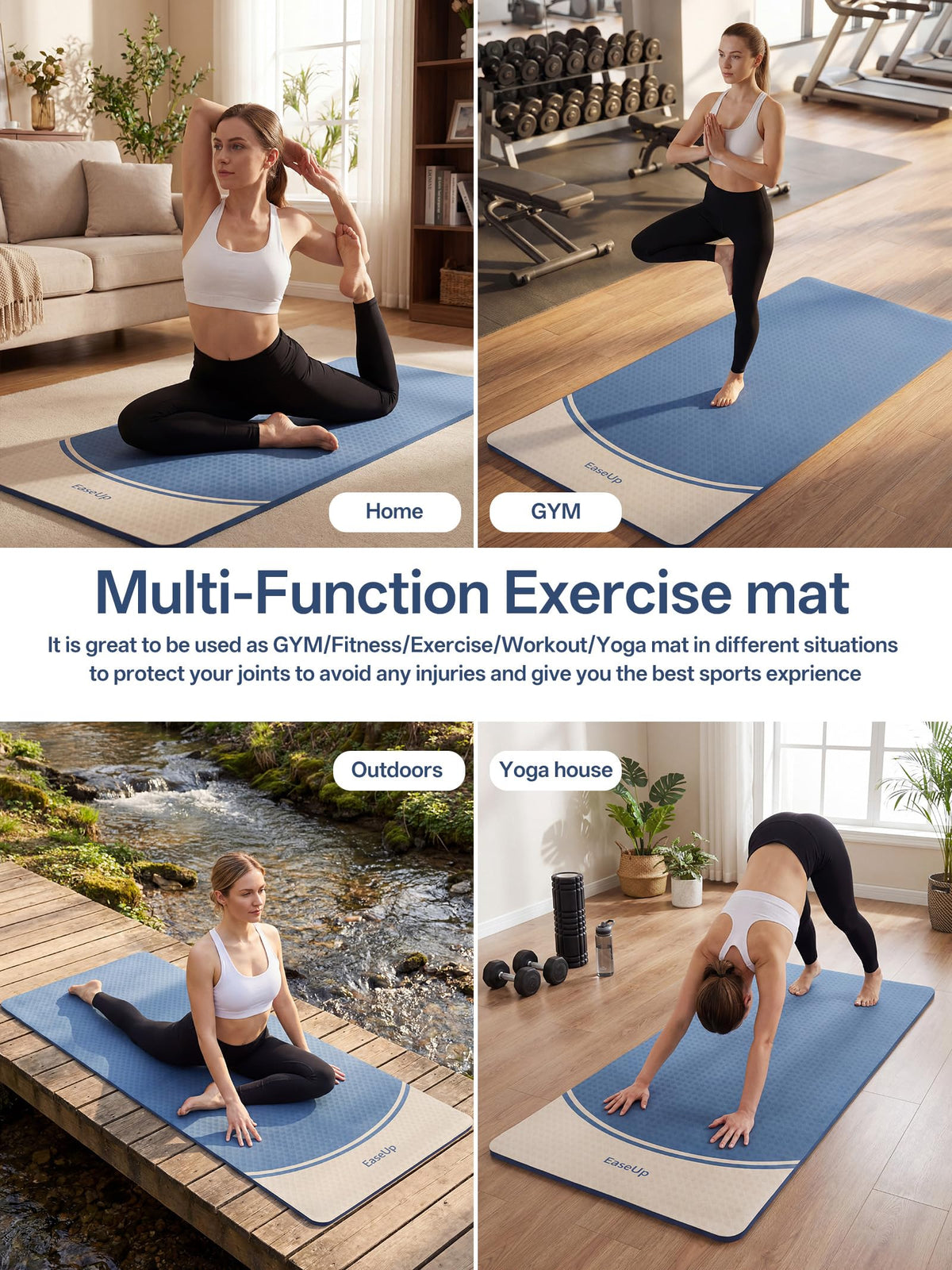 10mm Thick Yoga Mat (Blue)