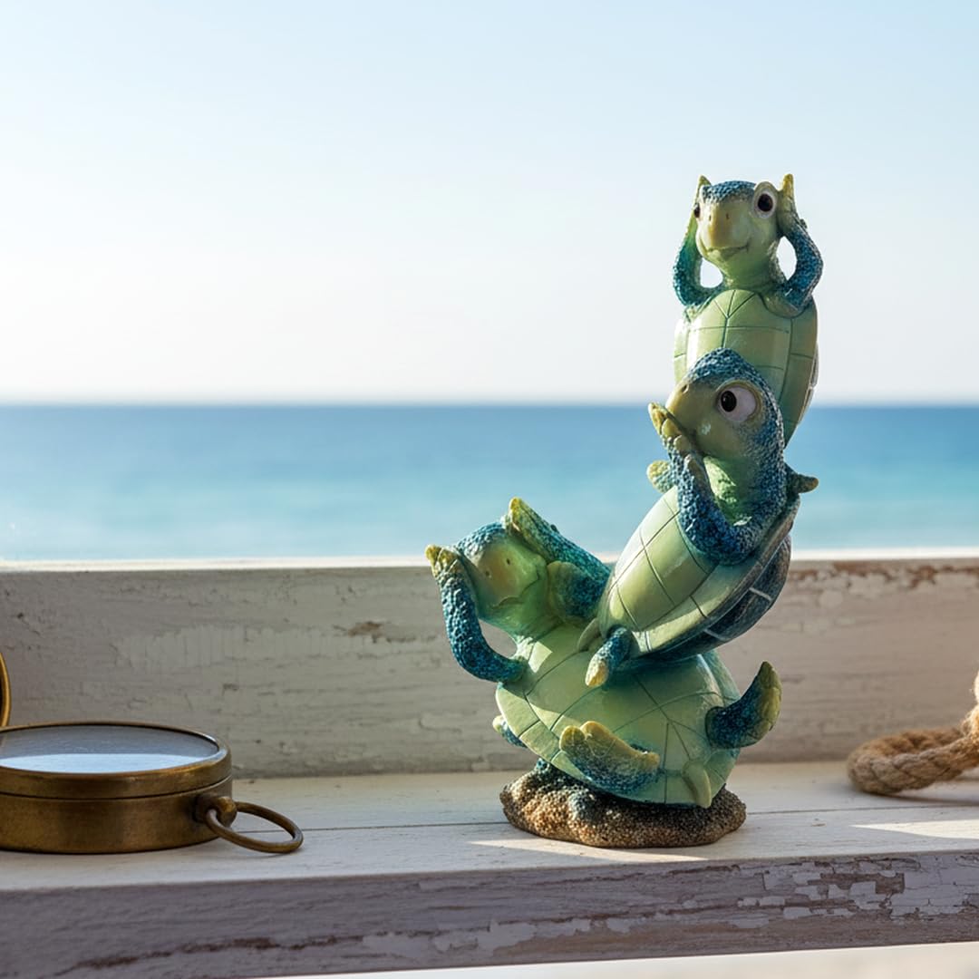 9 Inch Sea Turtle Statue (Blue3)