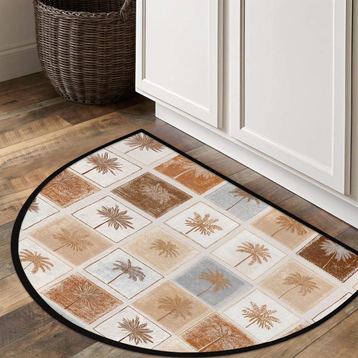 Palm Half Round Door Mat Semi Moon Rug Fireplace Carpet Area Rugs (Color18)