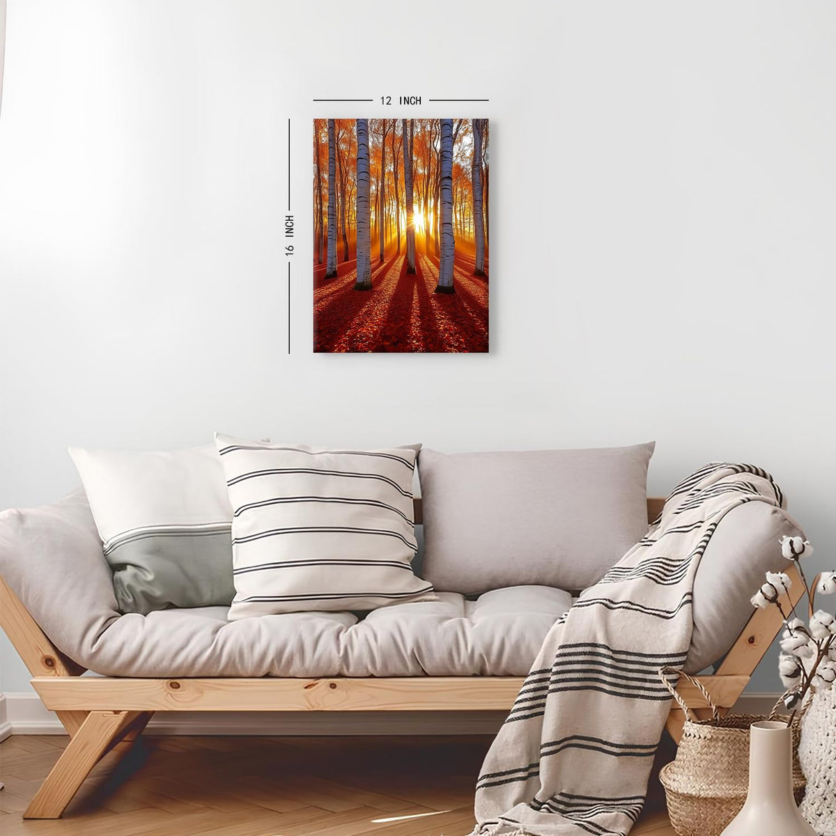 Nature Forest Wall Art Sunrise Landscape Pictures Wall Decor for Living Room Orange Maple Leaves Scenery Painting Canvas Prints Country Poster Modern Artwork Kitchen Bathroom Home Decoration 12x16" (12"L x 16"W / Fall02)