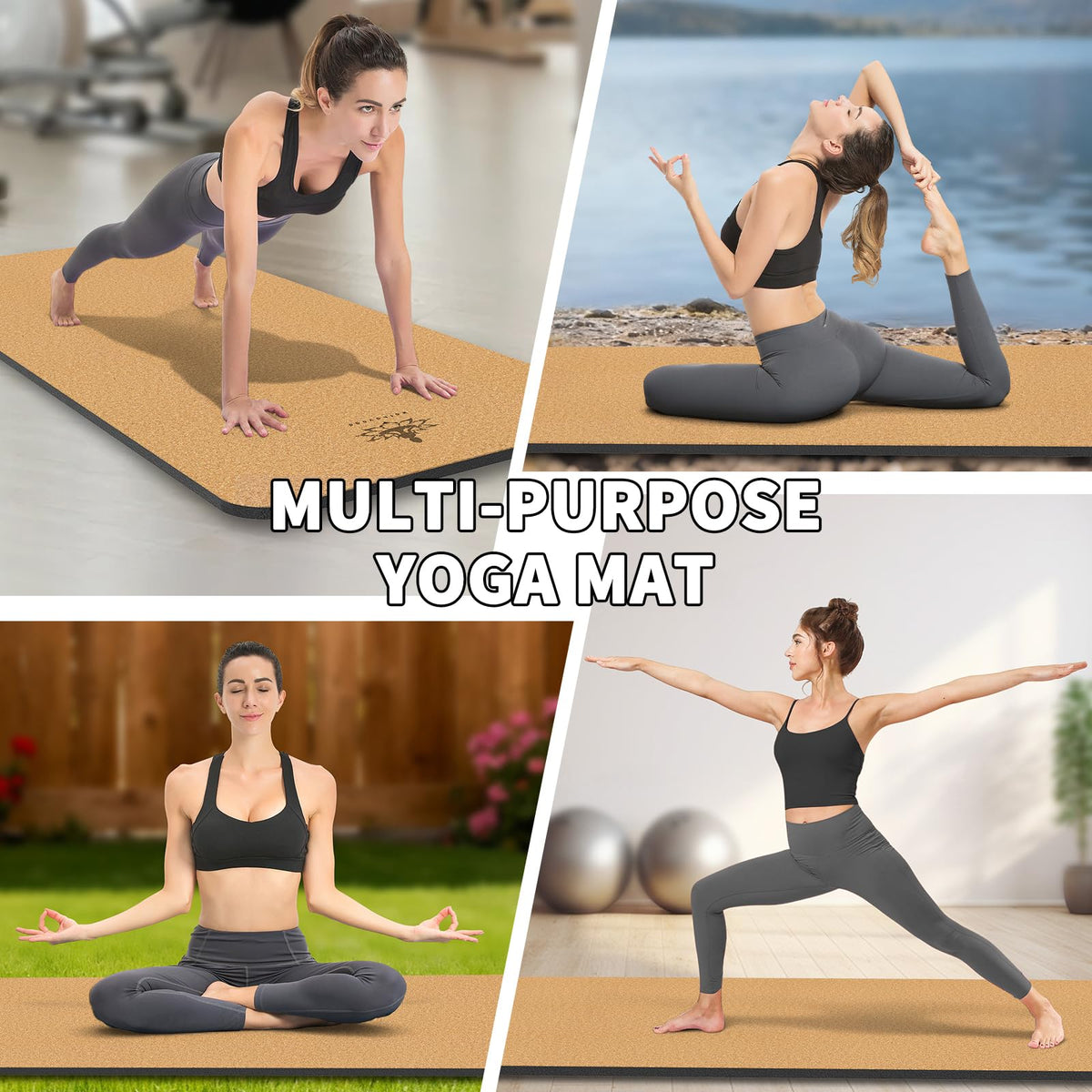 Extra Large Natural Cork Yoga Mat Non (Extra Long (78"x32"x1/2"))