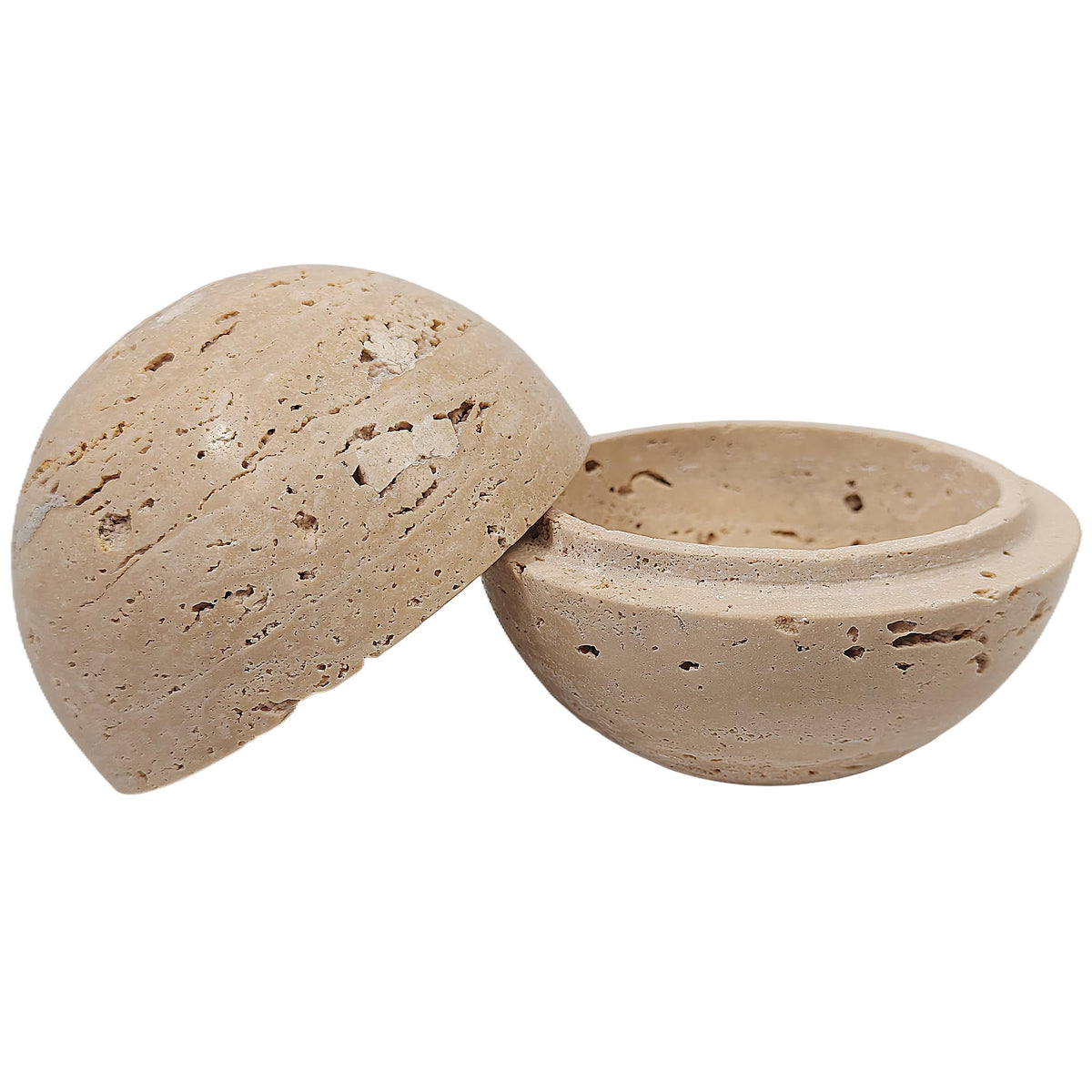 Natural Stone Sphere Incense Holder (Beige Travertine)