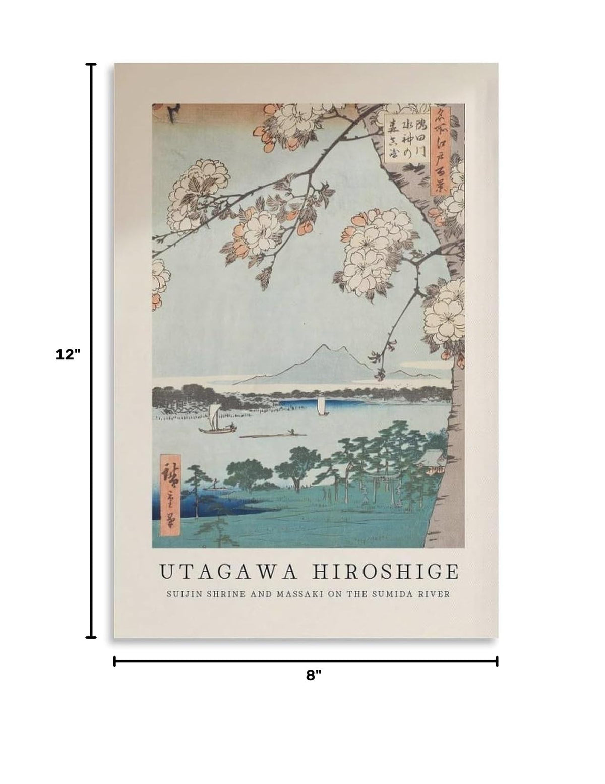 Utagawa Hiroshige Suijin Shrine Sumida River Japanese Ukiyoe Cherry Blossom Scene Canvas Printing Wall Art Prints Japandi Posters Wall Decor for Living Room Bedroom Office 08x12inch (style-3 / 08x12inch(20x30cm) Unframe)