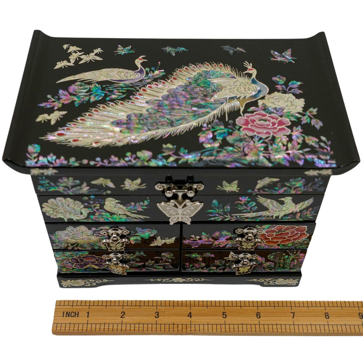 Mother of Pearl Wooden Jewelry Organizer Box (Peacock)