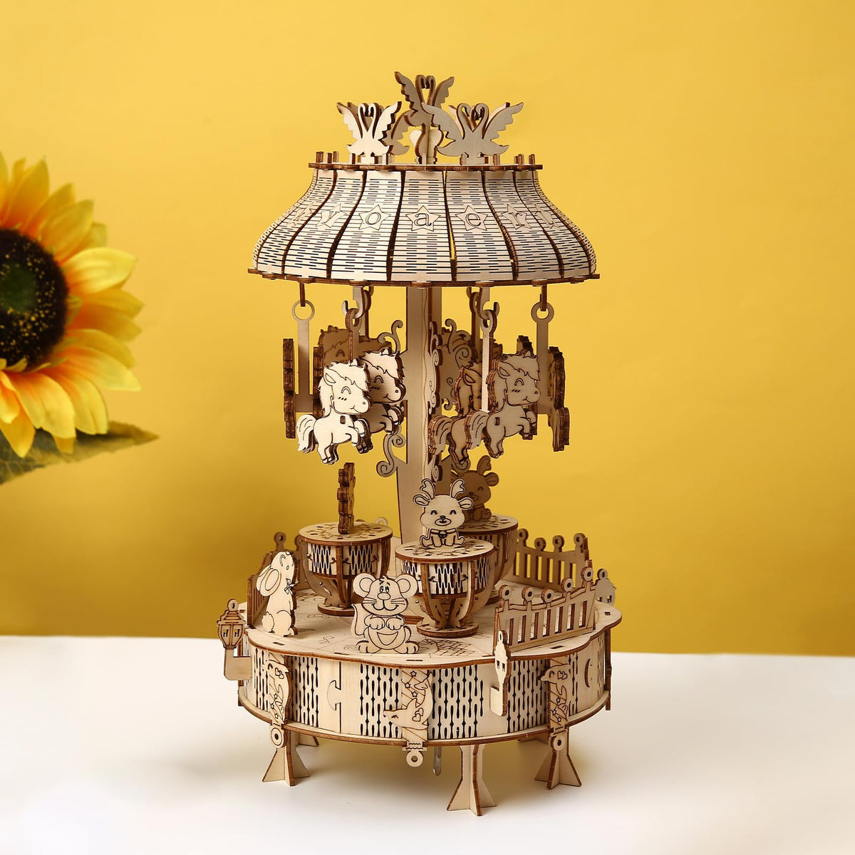 3D Wooden Puzzle for Adults (Musical Carousel)