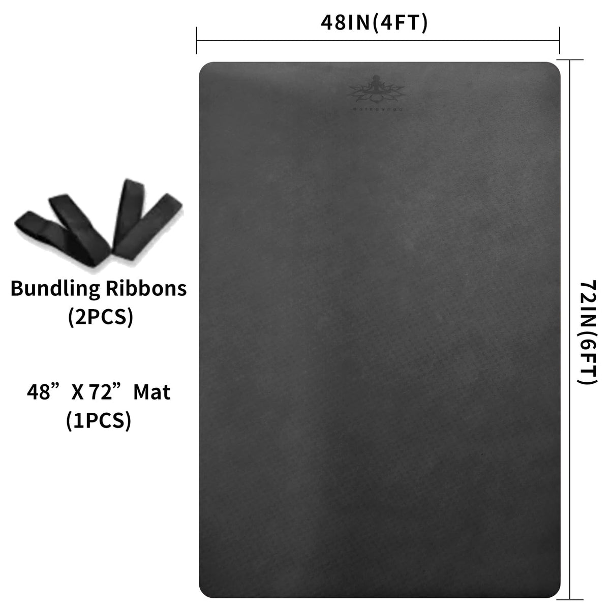 Large TPE Yoga Mat 6'x4'x1 (Black)