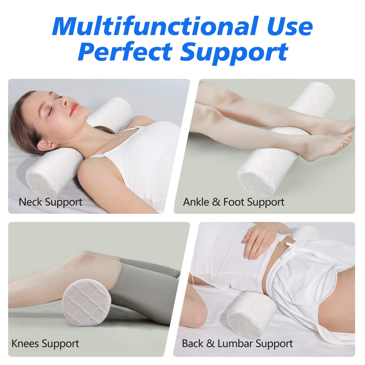 Cervical Roll Pillow (White / Medium - 3.9" H)