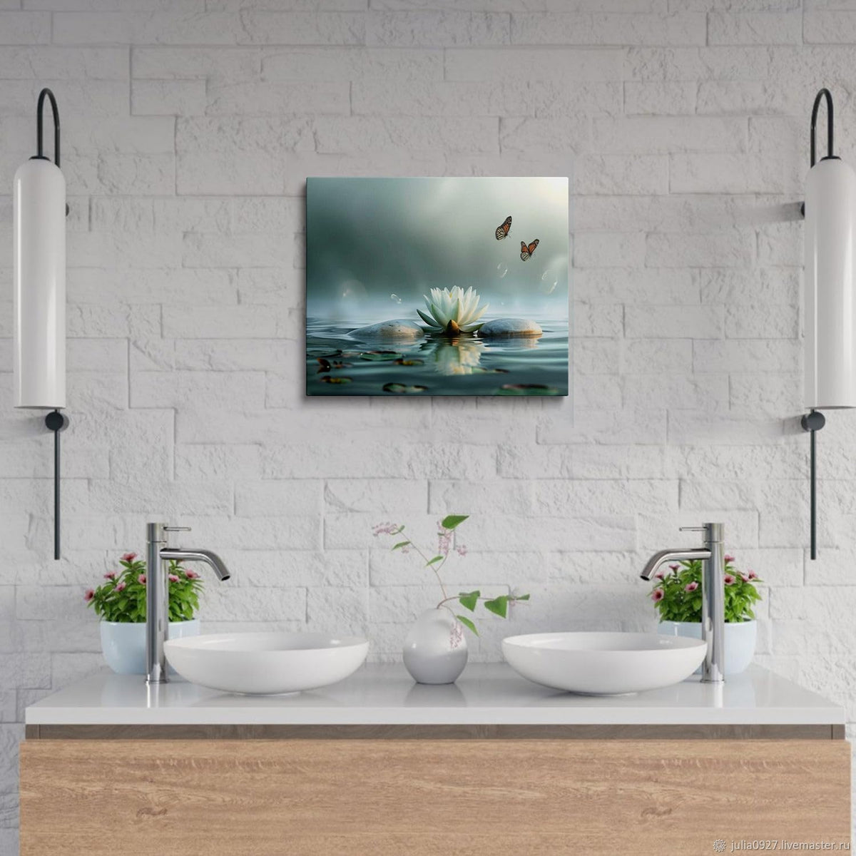 Lotus Flower Canvas Wall Art Framed Zen Spa Water Nature Decor 12x16 Inch (Lotus Flower01 / 16"L x 12"W)