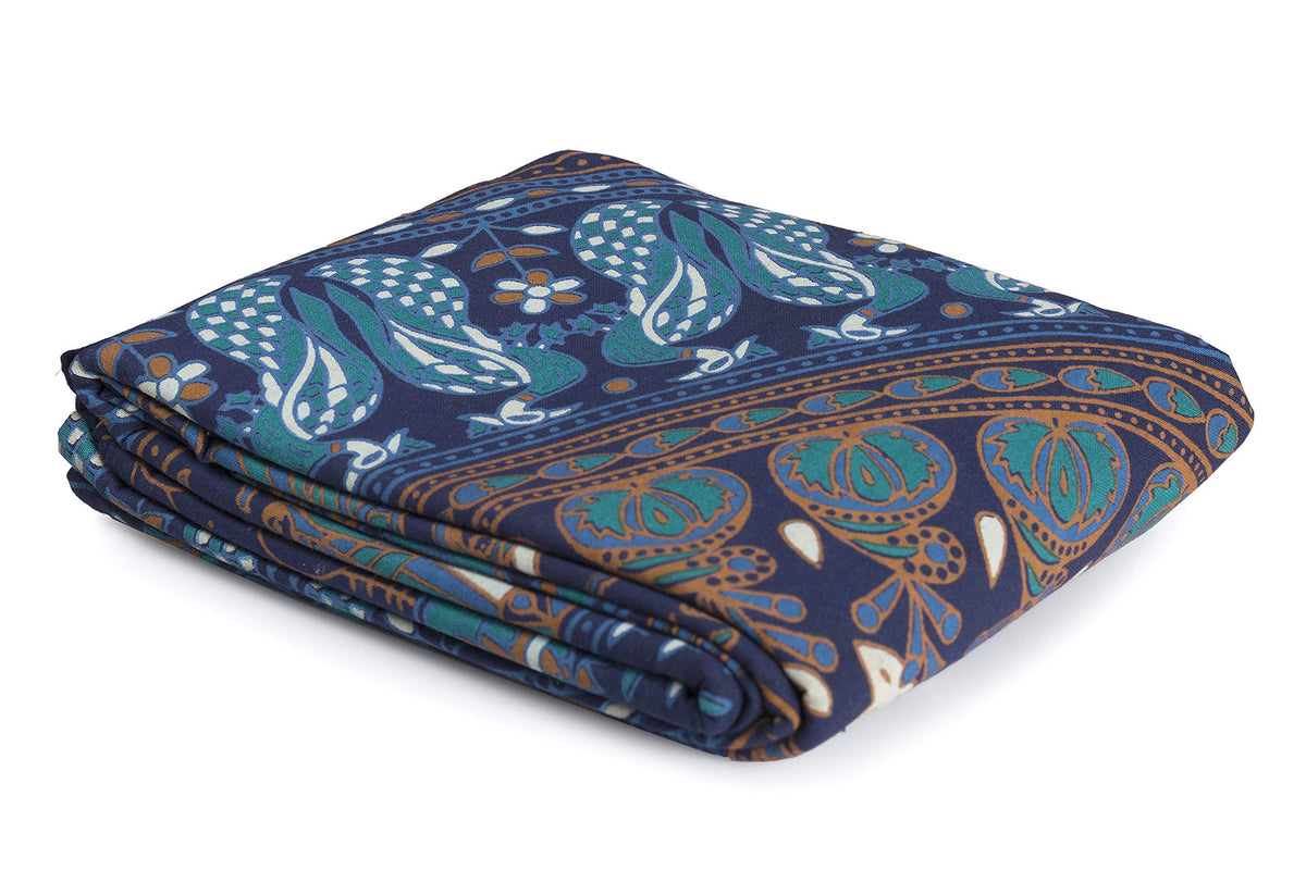 Indian Hippie Bohemian Beautiful Elephant Blue Color Mandala Curtain Panels (25"W x 74"L (Pack of 2) / Blue Tarquoise)