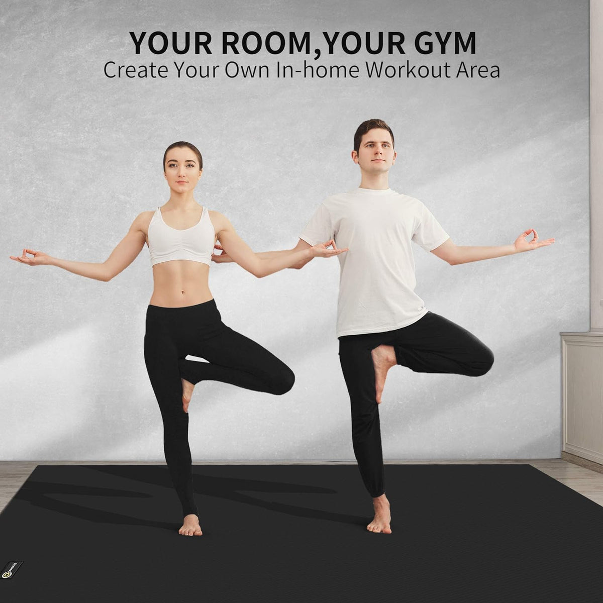 Extra Long Wide Yoga Mat 72''x48'' (Black / 72" x 48" x 8mm)