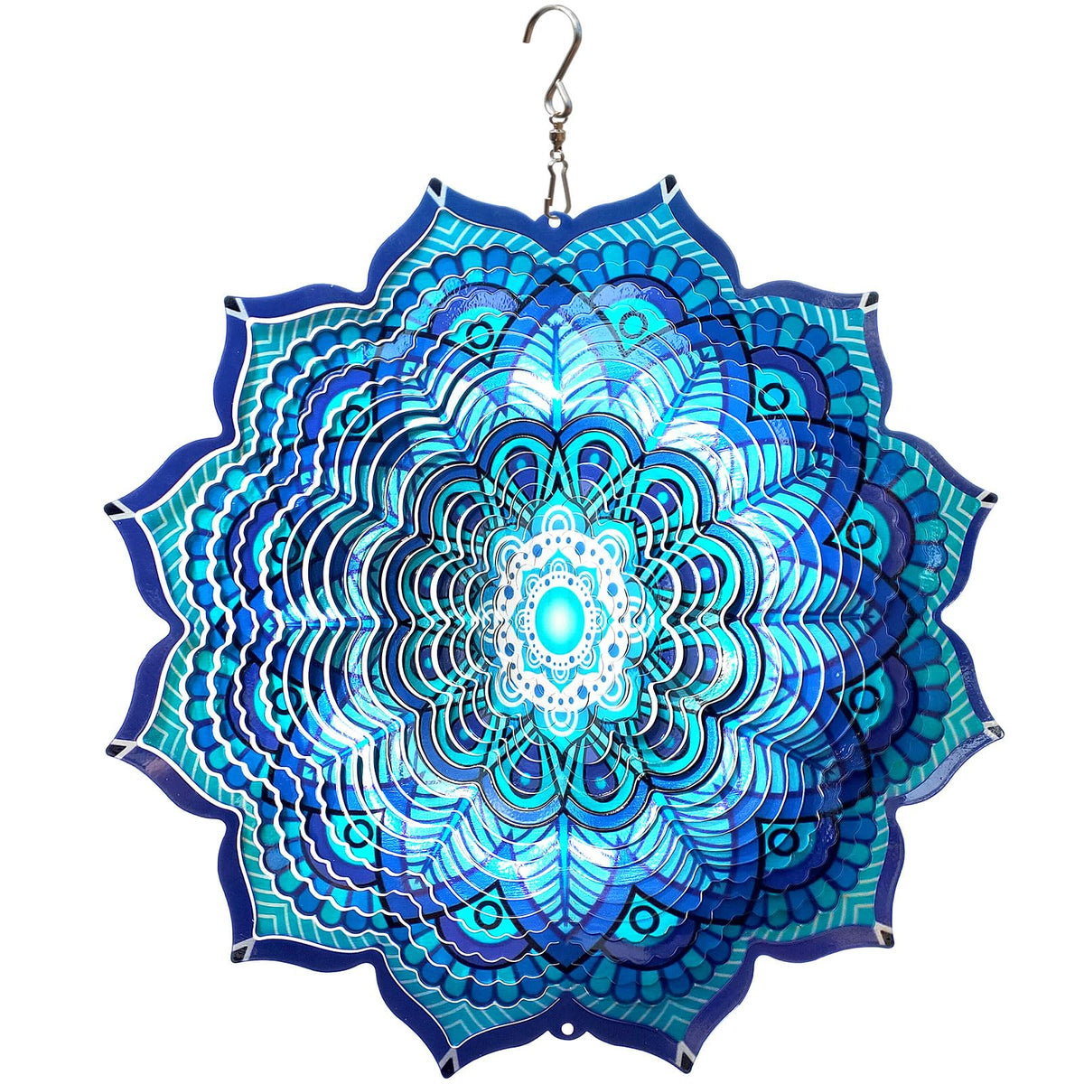 Wind Spinner Mandala Rich Blue 3D Metal Wind Spinners (Mandala Rich Blue)