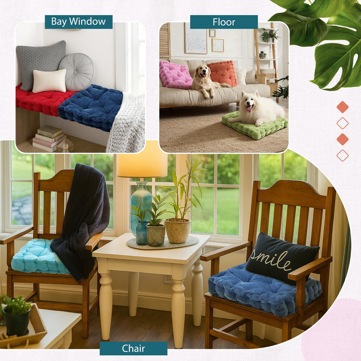 8 Pcs Multicolored Large Floor Pillow Cushion (Square 20 x 20 / Multicolored)