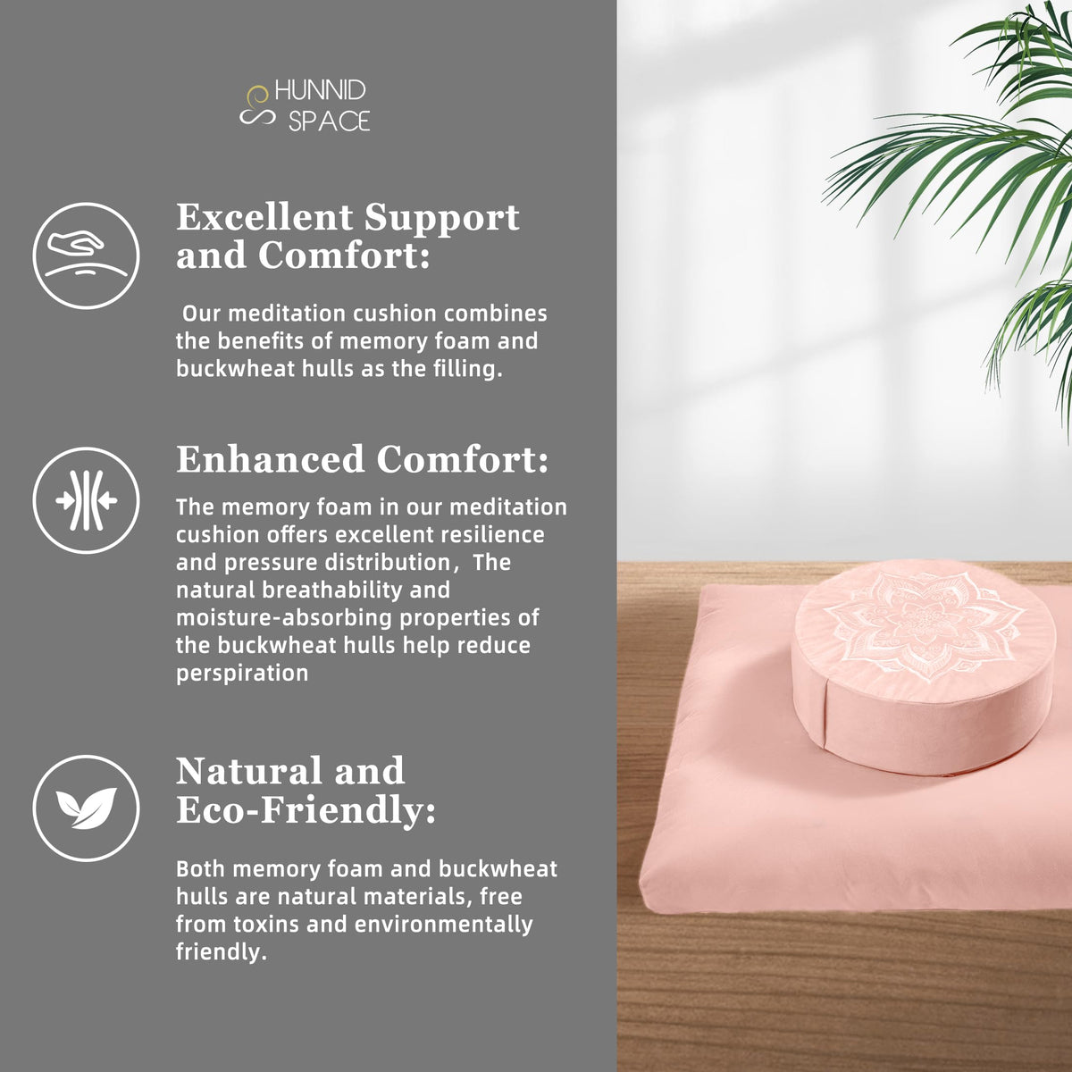 Meditation Cushion Set Zafu & Zabuton (Blush Pink)