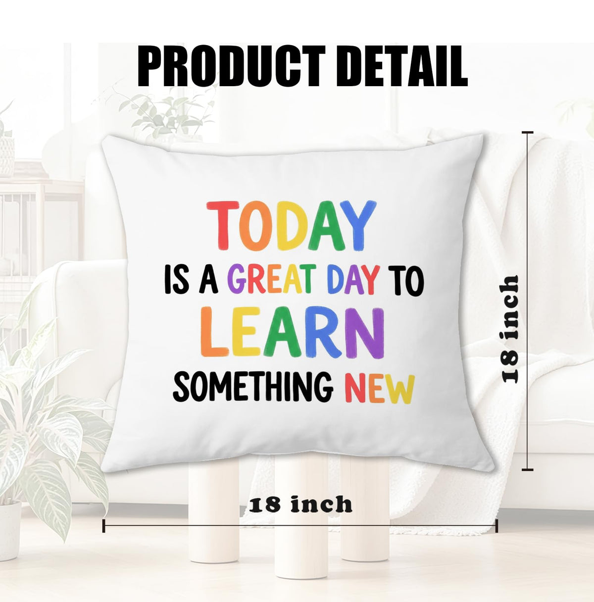 Colorful Boho Classroom Back to School Throw Pillow Cover 18x18 (Qt-bz-mental Health-colorful Boho)