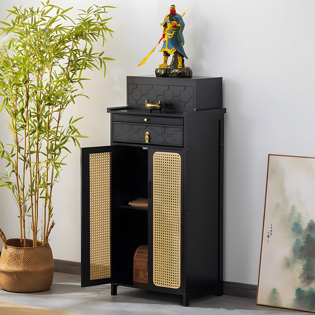 Bamboo Altar Table (39.4 / without Elevated Platform / Black)