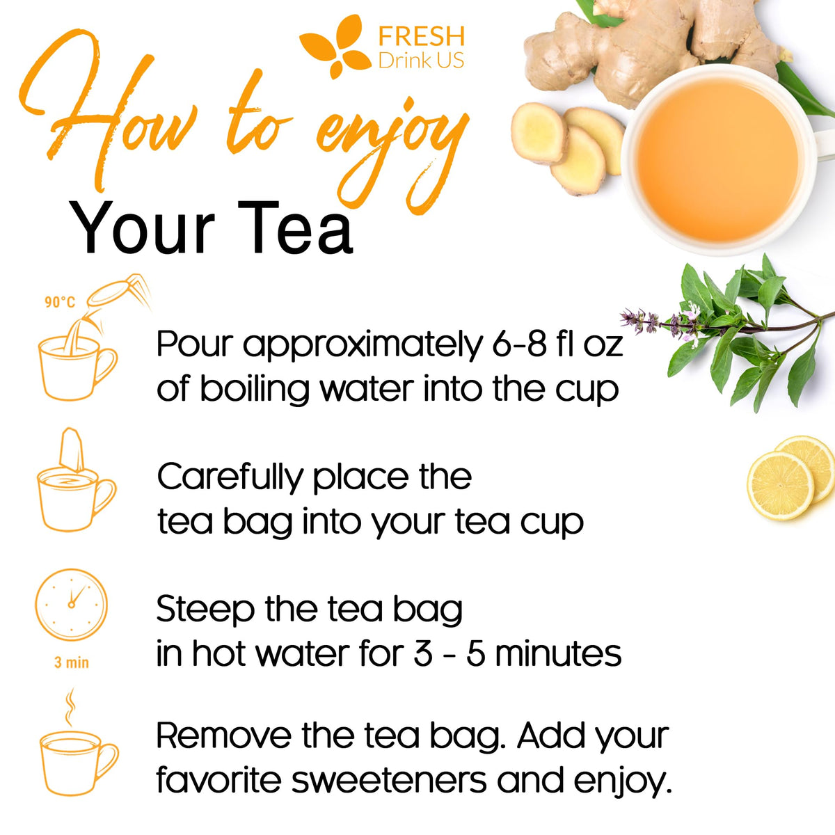 Premium 75 Tulsi Lemon Ginger Tea Bags (75 Tea Bags)