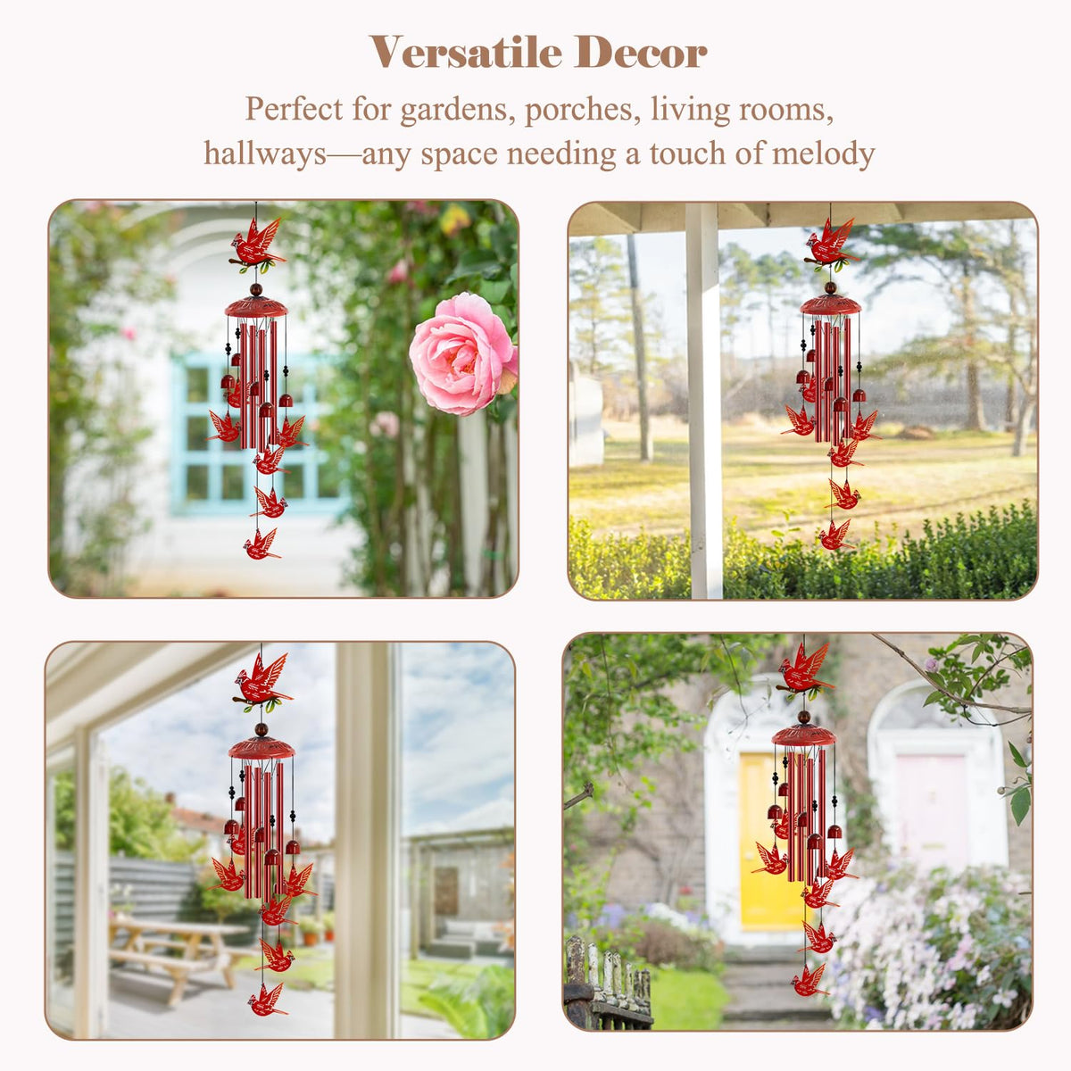 Cardinal Wind Chimes for Outside (35"Cardinal)