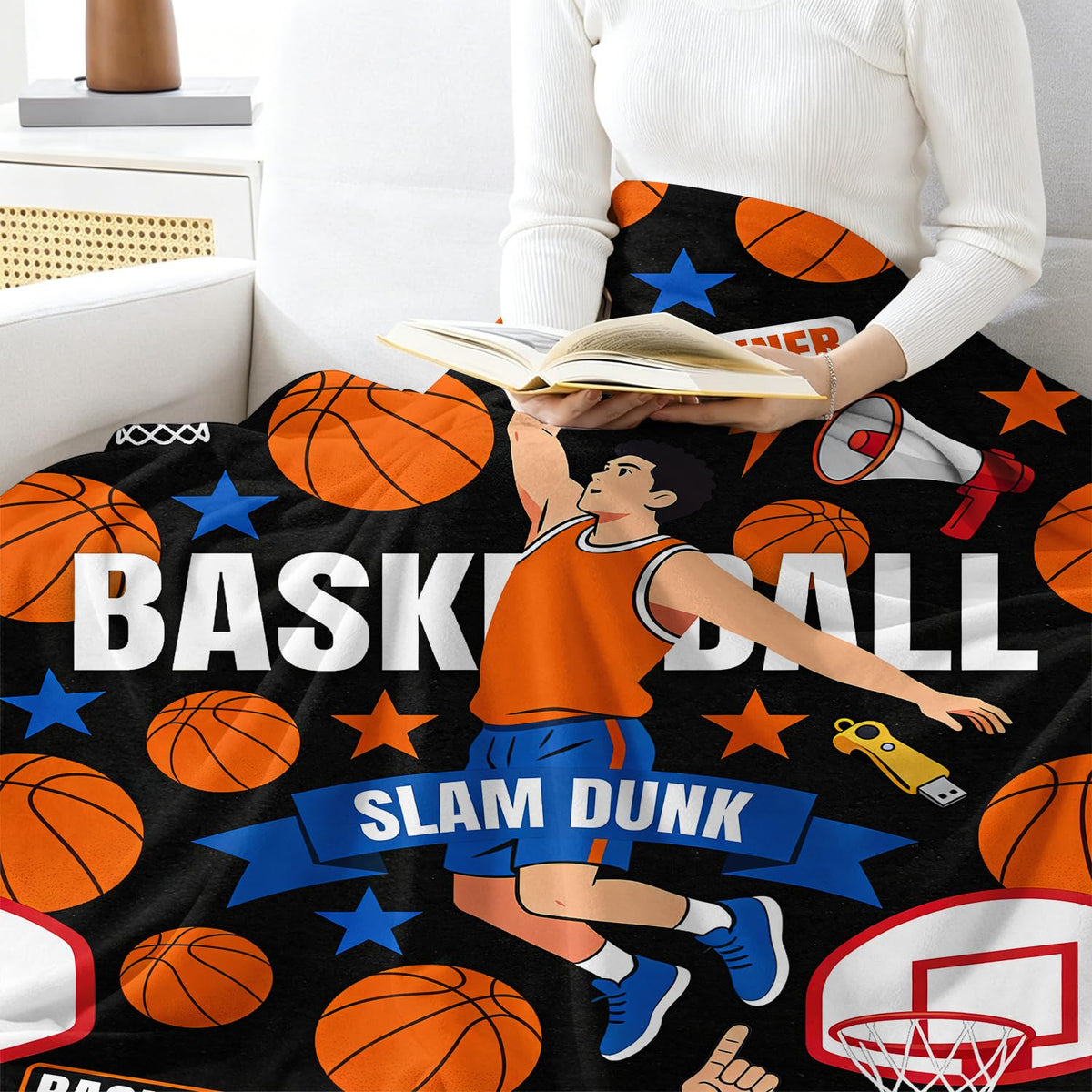 Basketball Throw Blanket Sports Soft Cozy Plush Flannel Blanket 60"X80" (Basketball / 60"X80")