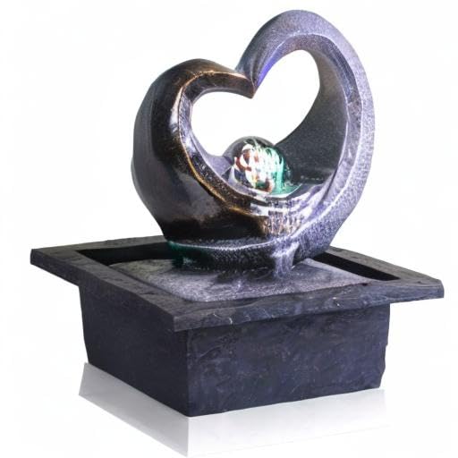 Tabletop LED Light Meditation Indoor Waterfall Fountain (Black)