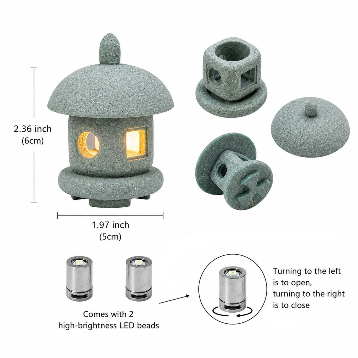 Japanese Pagoda LED Lamp Statue Figurine (Style J)
