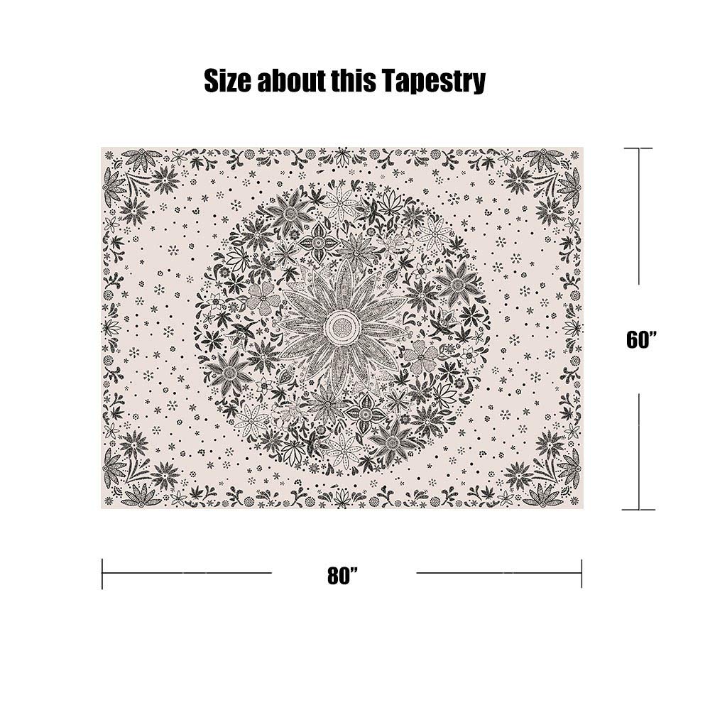 Bohemian Tapestry Wall Hanging (Bohemian / White / 80"L x 60"W)